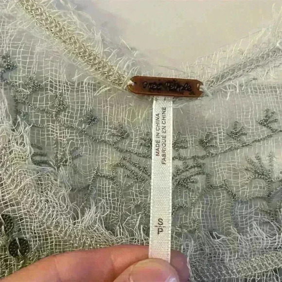 Free People Women's Silver Lace Bohemian Knit Midi Dress Size S - Picture 3 of 8